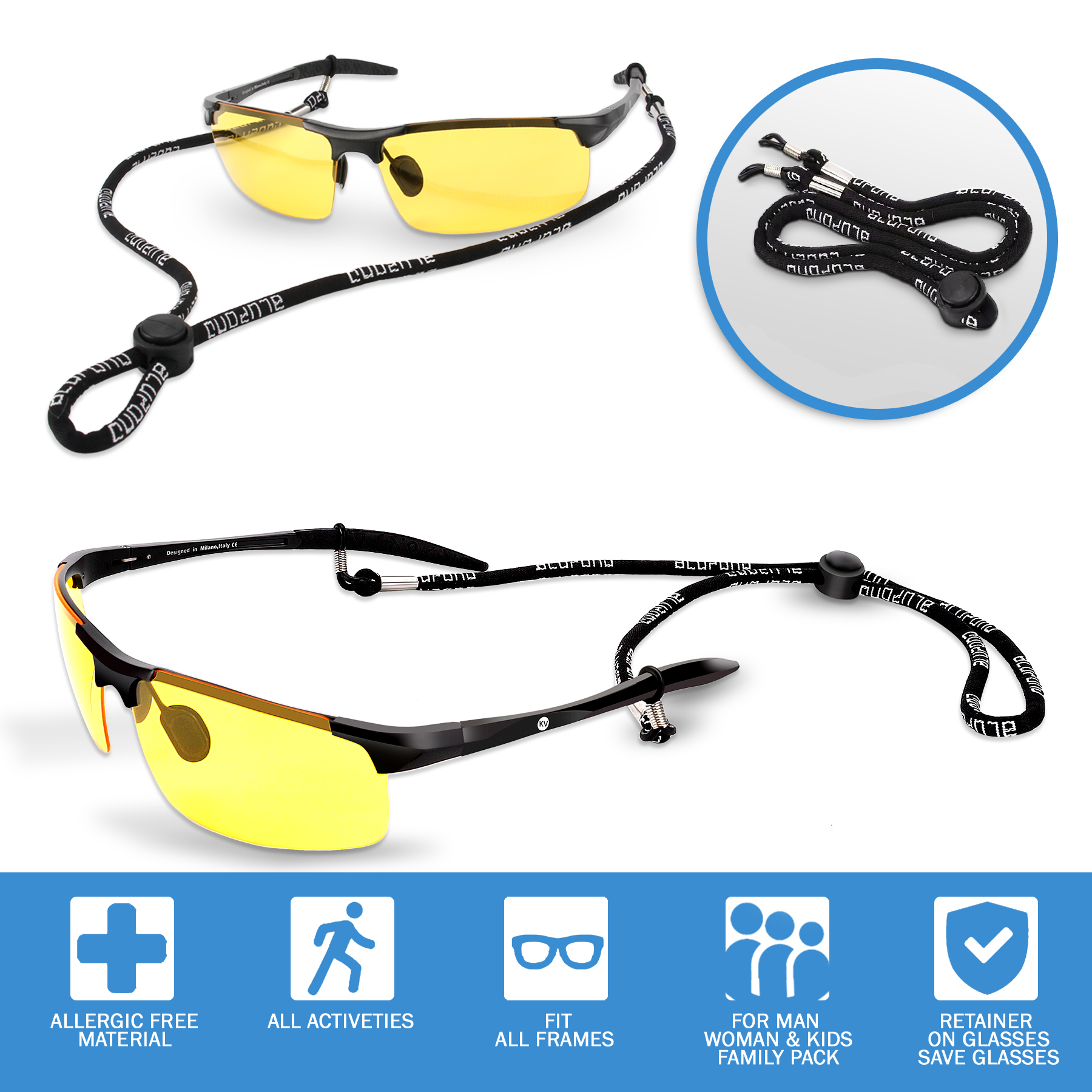 materials of BLUPOND Sports Sunglasses Strap